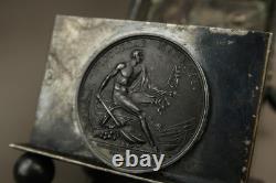 Antique French Silver Plated Casket Medieval Knight on Horse Jewelry Box 19th