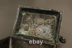 Antique French Silver Plated Casket Medieval Knight on Horse Jewelry Box 19th