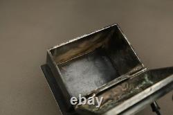 Antique French Silver Plated Casket Medieval Knight on Horse Jewelry Box 19th