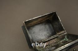 Antique French Silver Plated Casket Medieval Knight on Horse Jewelry Box 19th
