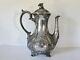 Antique Georgian Teapot, Embossed Pressed Metal Silver Plated 9 Cup Teapot