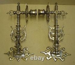 Antique German Gothic Revival Silver Plated Wall / Piano Sconces (BC)