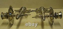 Antique German Gothic Revival Silver Plated Wall / Piano Sconces (BC)