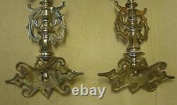 Antique German Gothic Revival Silver Plated Wall / Piano Sconces (BC)