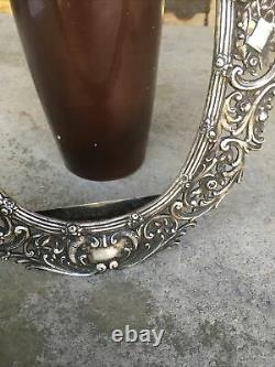 Antique German Silver Plate Picture Frame Ladies Cherub Garden Stunning 13