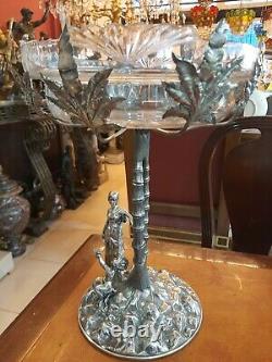 Antique German Silver plated metal and glass Art nouveau WMF centerpiece
