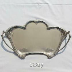 Antique German Wmf Jugendstil Art Nouveau Silver Plated Brass Large Serving Tray