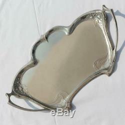 Antique German Wmf Jugendstil Art Nouveau Silver Plated Brass Large Serving Tray