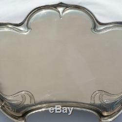 Antique German Wmf Jugendstil Art Nouveau Silver Plated Brass Large Serving Tray