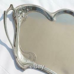 Antique German Wmf Jugendstil Art Nouveau Silver Plated Brass Large Serving Tray