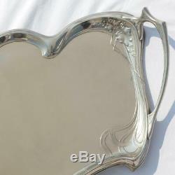 Antique German Wmf Jugendstil Art Nouveau Silver Plated Brass Large Serving Tray