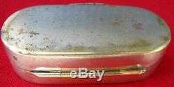 Antique Gold Gilded Silver Plated Brass Pocket Snuff Box Original Snuff Spoon