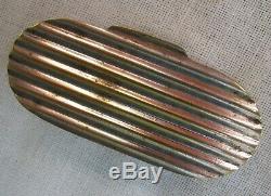 Antique Gold Gilded Silver Plated Brass Pocket Snuff Box Original Snuff Spoon