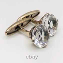 Antique Gold plated Cufflinks Rock Crystal soviet Silver 875
