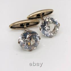 Antique Gold plated Cufflinks Rock Crystal soviet Silver 875