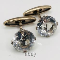 Antique Gold plated Cufflinks Rock Crystal soviet Silver 875