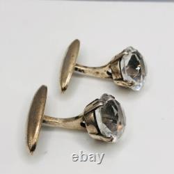 Antique Gold plated Cufflinks Rock Crystal soviet Silver 875