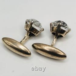 Antique Gold plated Cufflinks Rock Crystal soviet Silver 875