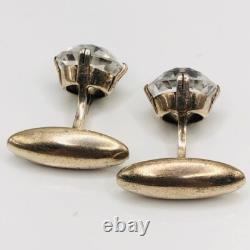 Antique Gold plated Cufflinks Rock Crystal soviet Silver 875