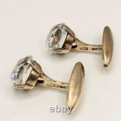 Antique Gold plated Cufflinks Rock Crystal soviet Silver 875