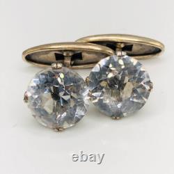 Antique Gold plated Cufflinks Rock Crystal soviet Silver 875