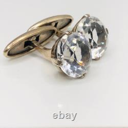 Antique Gold plated Cufflinks Rock Crystal soviet Silver 875