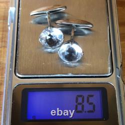 Antique Gold plated Cufflinks Rock Crystal soviet Silver 875