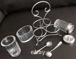 Antique Hallmarked English Victorian Silver Plated Cruet Set & Original Spoons