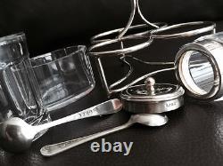 Antique Hallmarked English Victorian Silver Plated Cruet Set & Original Spoons