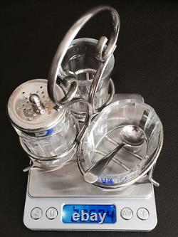 Antique Hallmarked English Victorian Silver Plated Cruet Set & Original Spoons