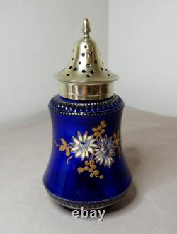 Antique Handpainted Porcelain Sugar Caster By S Fielding With Silver Plated Top