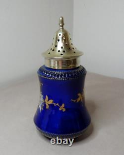 Antique Handpainted Porcelain Sugar Caster By S Fielding With Silver Plated Top
