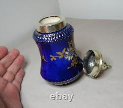Antique Handpainted Porcelain Sugar Caster By S Fielding With Silver Plated Top