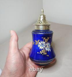 Antique Handpainted Porcelain Sugar Caster By S Fielding With Silver Plated Top