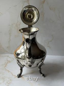 Antique Heavy Solid Brass Silver Plated Coffee Pot English Vintage Decorative