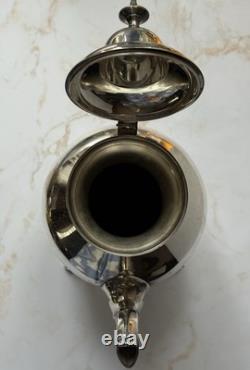 Antique Heavy Solid Brass Silver Plated Coffee Pot English Vintage Decorative