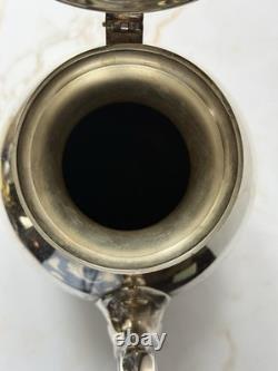 Antique Heavy Solid Brass Silver Plated Coffee Pot English Vintage Decorative