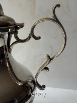 Antique Heavy Solid Brass Silver Plated Coffee Pot English Vintage Decorative