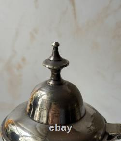 Antique Heavy Solid Brass Silver Plated Coffee Pot English Vintage Decorative