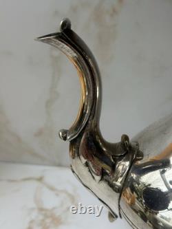 Antique Heavy Solid Brass Silver Plated Coffee Pot English Vintage Decorative