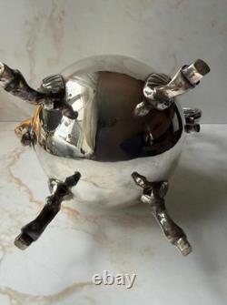 Antique Heavy Solid Brass Silver Plated Coffee Pot English Vintage Decorative