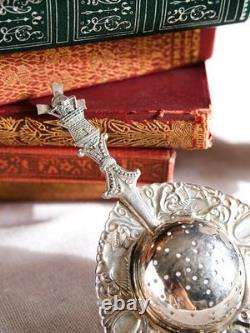 Antique Holland Silver Plated Tea Strainer, Swallow Art Nouveau Period