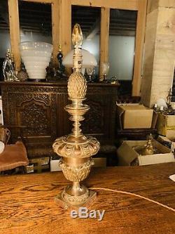Antique Huge Silver Plate Table Lamp, Edwardian Lighting Rewired