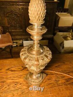 Antique Huge Silver Plate Table Lamp, Edwardian Lighting Rewired
