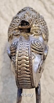 Antique Indian Copper Silver Plate Repousse Elephant Statue Trinket Case