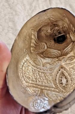 Antique Indian Copper Silver Plate Repousse Elephant Statue Trinket Case