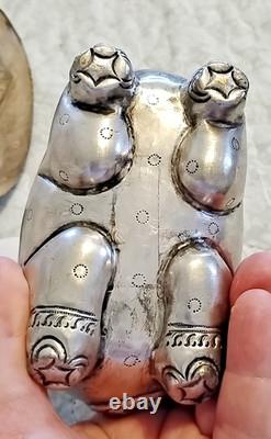 Antique Indian Copper Silver Plate Repousse Elephant Statue Trinket Case