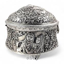 Antique Indian Handmade Silver Plated Pandan Box, c. 19th century