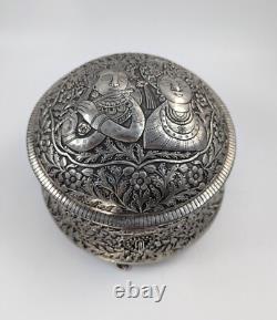 Antique Indian Handmade Silver Plated Pandan Box, c. 19th century