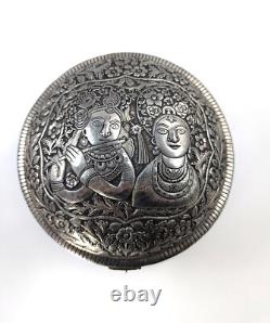 Antique Indian Handmade Silver Plated Pandan Box, c. 19th century